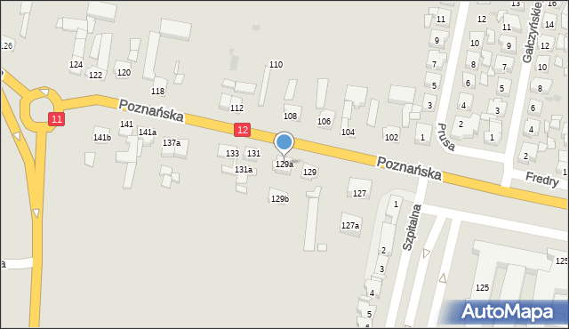 Pleszew, Poznańska, 129a, mapa Pleszew