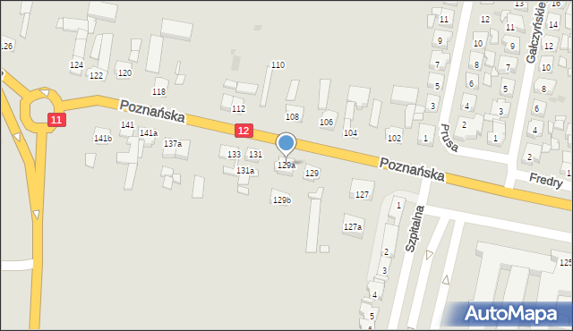 Pleszew, Poznańska, 129a, mapa Pleszew