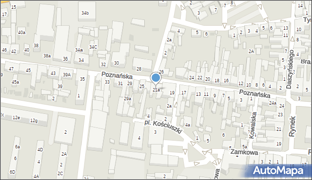 Pleszew, Poznańska, 21a, mapa Pleszew