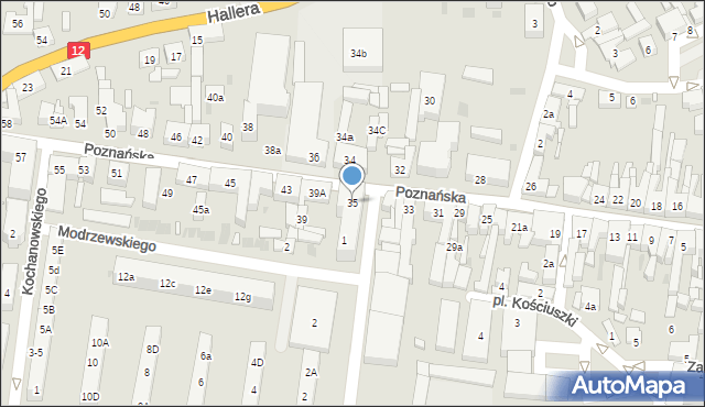 Pleszew, Poznańska, 35, mapa Pleszew