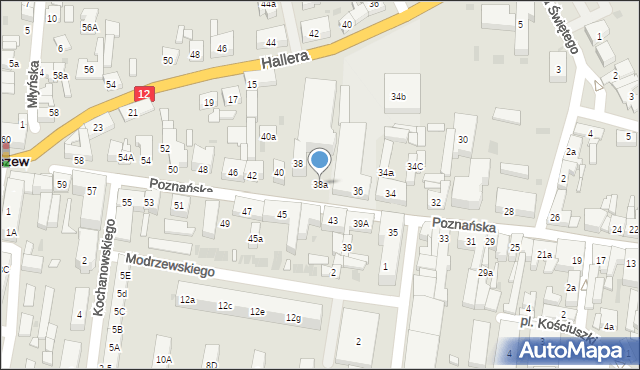 Pleszew, Poznańska, 38a, mapa Pleszew