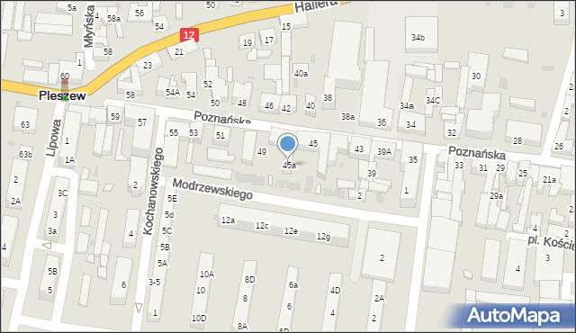 Pleszew, Poznańska, 47a, mapa Pleszew