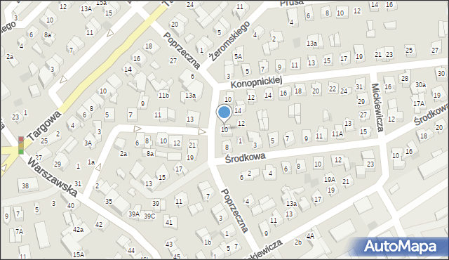 Płońsk, Poprzeczna, 10, mapa Płońsk