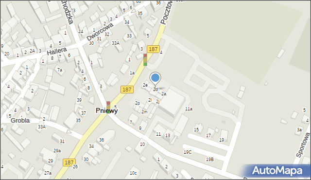 Pniewy, Pocztowa, 2d, mapa Pniewy