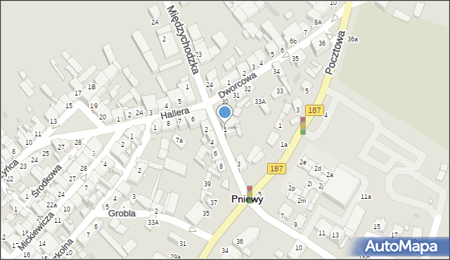 Pniewy, Poznańska, 1, mapa Pniewy