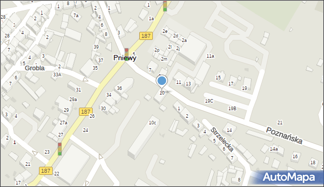 Pniewy, Poznańska, 10, mapa Pniewy