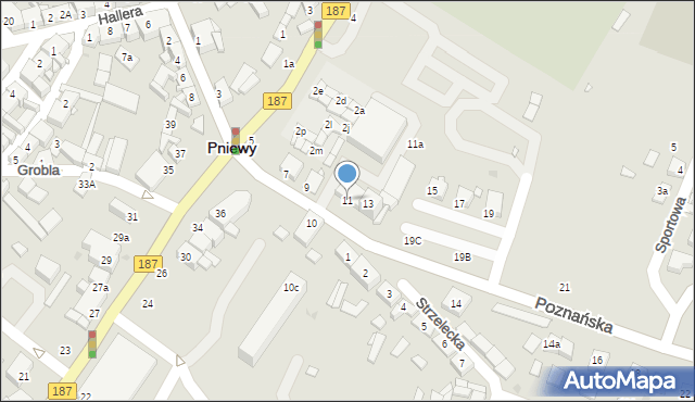 Pniewy, Poznańska, 11, mapa Pniewy