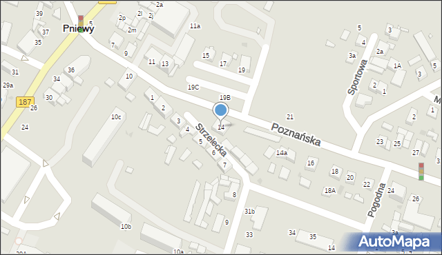 Pniewy, Poznańska, 14, mapa Pniewy