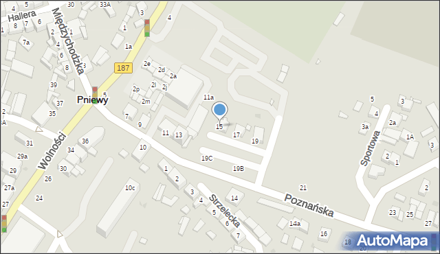 Pniewy, Poznańska, 15, mapa Pniewy