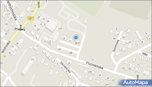 Pniewy, Poznańska, 19, mapa Pniewy