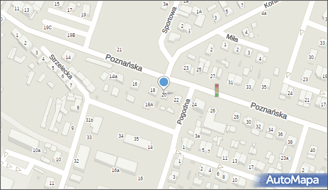 Pniewy, Poznańska, 20, mapa Pniewy