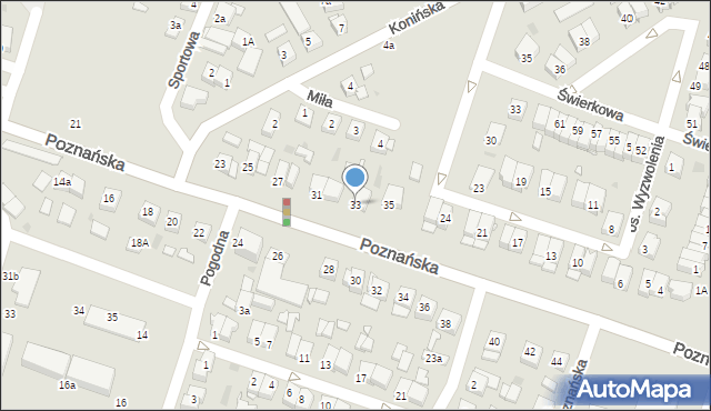 Pniewy, Poznańska, 33, mapa Pniewy