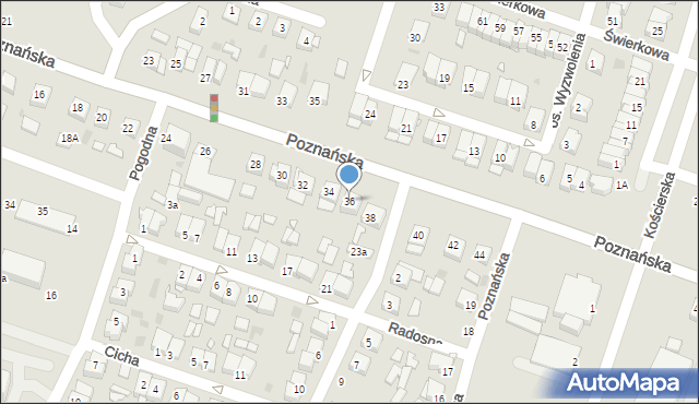 Pniewy, Poznańska, 36, mapa Pniewy