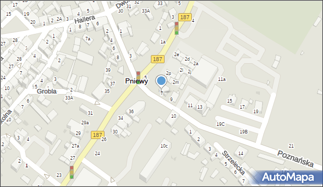 Pniewy, Poznańska, 7, mapa Pniewy
