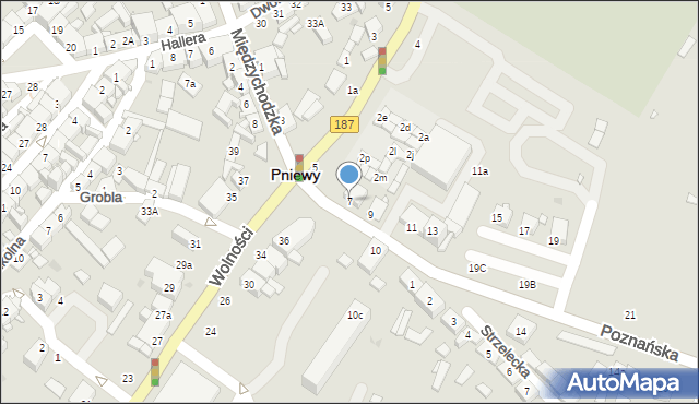 Pniewy, Poznańska, 7, mapa Pniewy