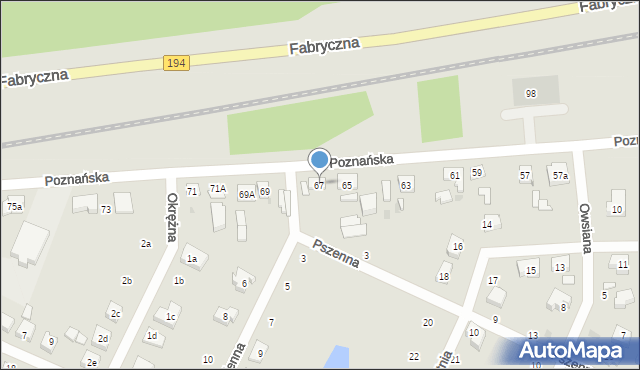 Pobiedziska, Poznańska, 67, mapa Pobiedziska