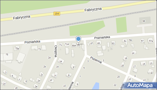 Pobiedziska, Poznańska, 69, mapa Pobiedziska