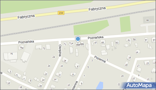 Pobiedziska, Poznańska, 69A, mapa Pobiedziska