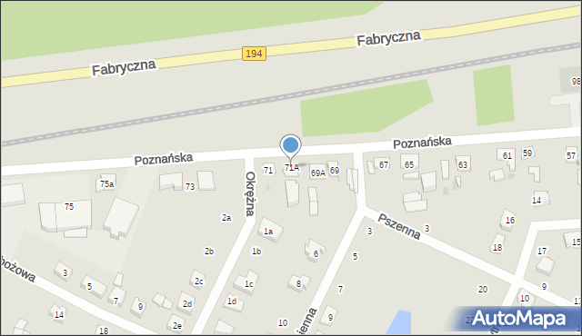 Pobiedziska, Poznańska, 71A, mapa Pobiedziska