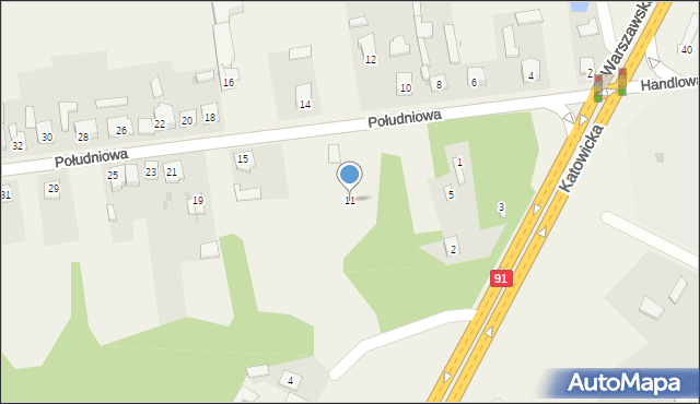 Poczesna, Południowa, 11, mapa Poczesna