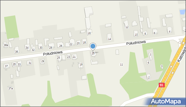 Poczesna, Południowa, 15, mapa Poczesna