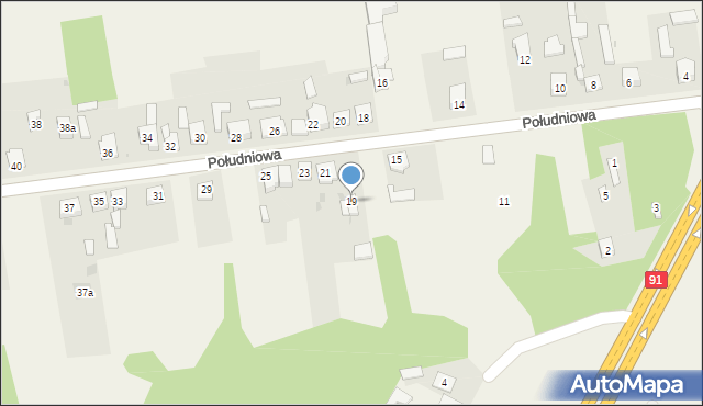 Poczesna, Południowa, 19, mapa Poczesna