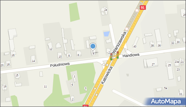 Poczesna, Południowa, 4, mapa Poczesna