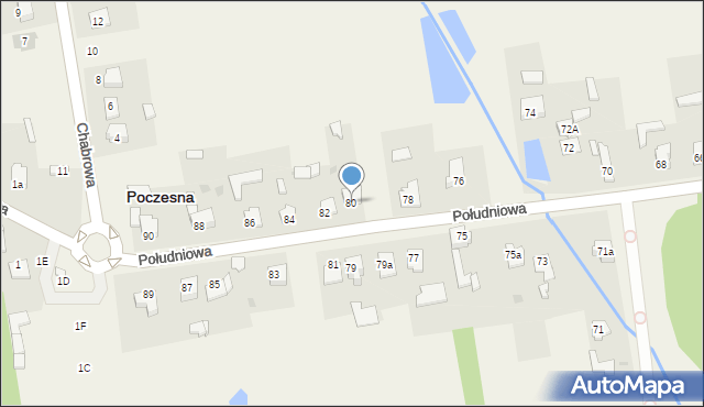 Poczesna, Południowa, 80, mapa Poczesna