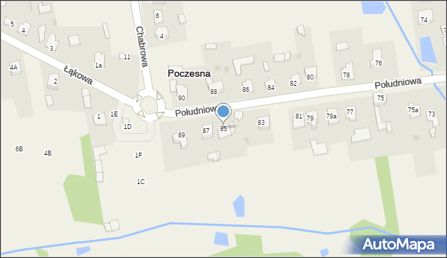 Poczesna, Południowa, 85, mapa Poczesna