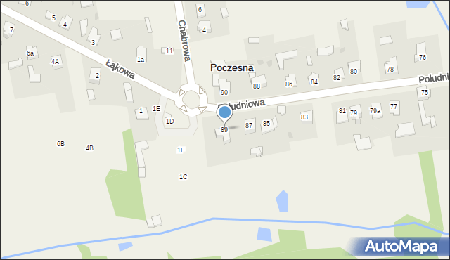 Poczesna, Południowa, 89, mapa Poczesna