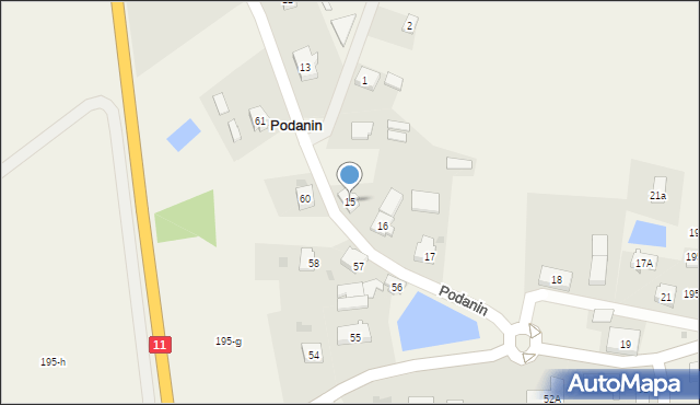 Podanin, Podanin, 15, mapa Podanin