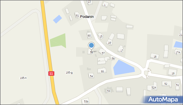 Podanin, Podanin, 58, mapa Podanin
