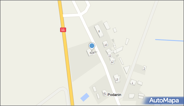 Podanin, Podanin, 62A, mapa Podanin