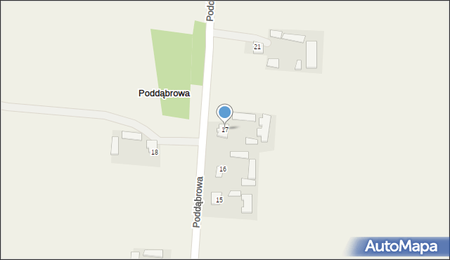 Poddąbrowa, Poddąbrowa, 17, mapa Poddąbrowa