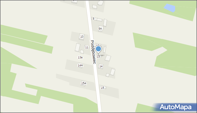 Poddębowiec, Poddębowiec, 13, mapa Poddębowiec