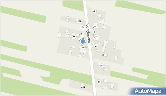 Poddębowiec, Poddębowiec, 25, mapa Poddębowiec