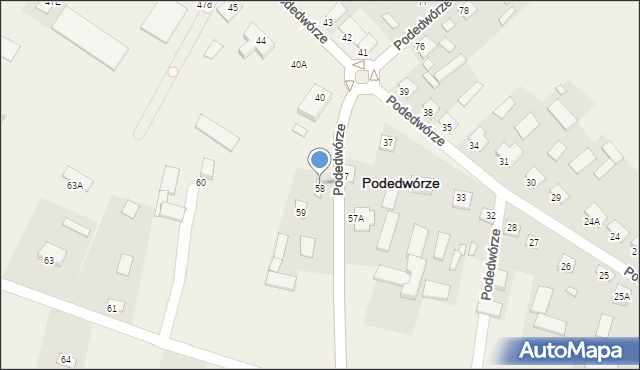 Podedwórze, Podedwórze, 58, mapa Podedwórze