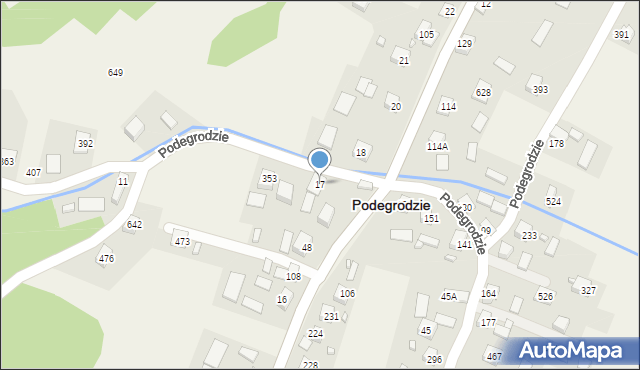 Podegrodzie, Podegrodzie, 17, mapa Podegrodzie