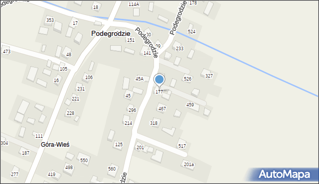 Podegrodzie, Podegrodzie, 177, mapa Podegrodzie