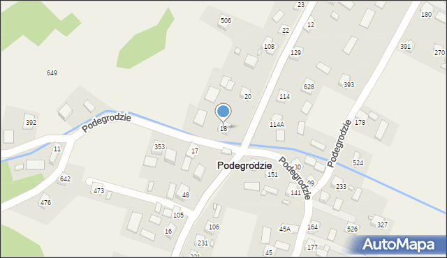 Podegrodzie, Podegrodzie, 18, mapa Podegrodzie