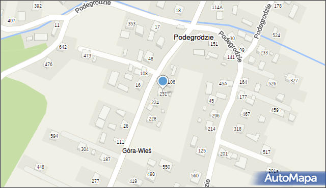 Podegrodzie, Podegrodzie, 231, mapa Podegrodzie