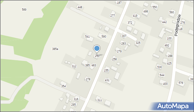 Podegrodzie, Podegrodzie, 250, mapa Podegrodzie