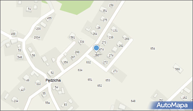 Podegrodzie, Podegrodzie, 290, mapa Podegrodzie