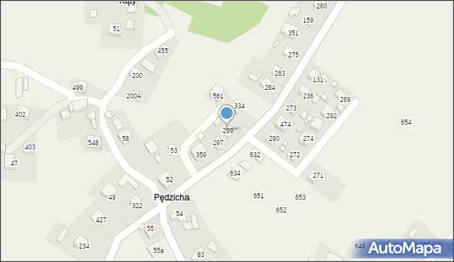 Podegrodzie, Podegrodzie, 299, mapa Podegrodzie