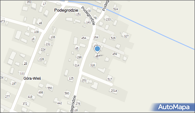 Podegrodzie, Podegrodzie, 467, mapa Podegrodzie