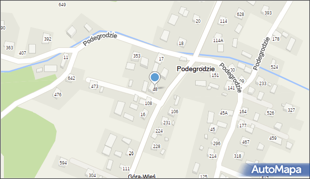 Podegrodzie, Podegrodzie, 48, mapa Podegrodzie