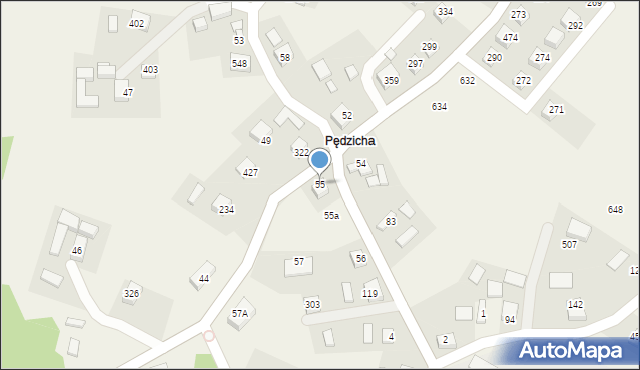 Podegrodzie, Podegrodzie, 55, mapa Podegrodzie