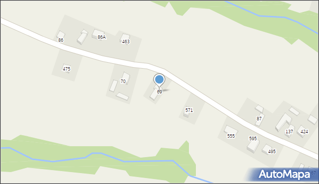 Podegrodzie, Podegrodzie, 69, mapa Podegrodzie