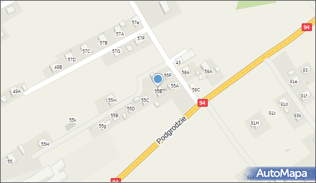 Podgrodzie, Podgrodzie, 55E, mapa Podgrodzie