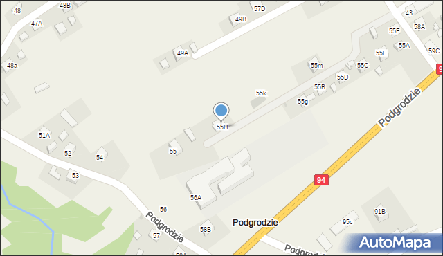 Podgrodzie, Podgrodzie, 55H, mapa Podgrodzie